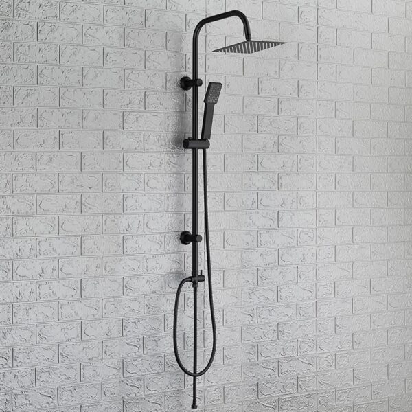 Square Rigid Riser Shower Matt Black