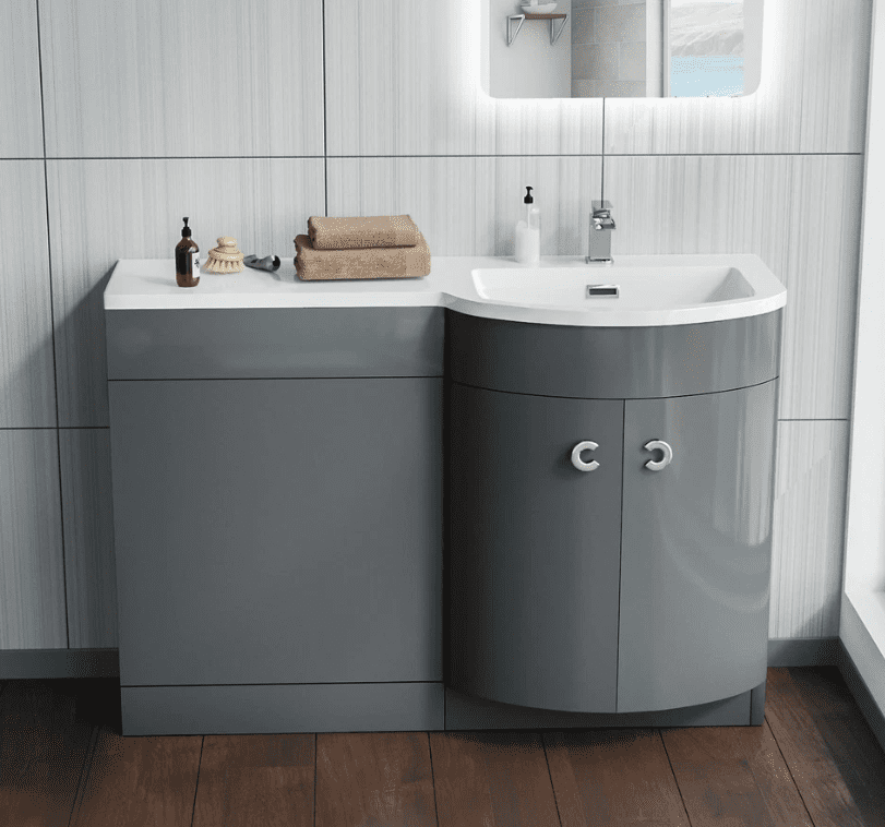 1100 Curved RH Matt Grey Resin Basin