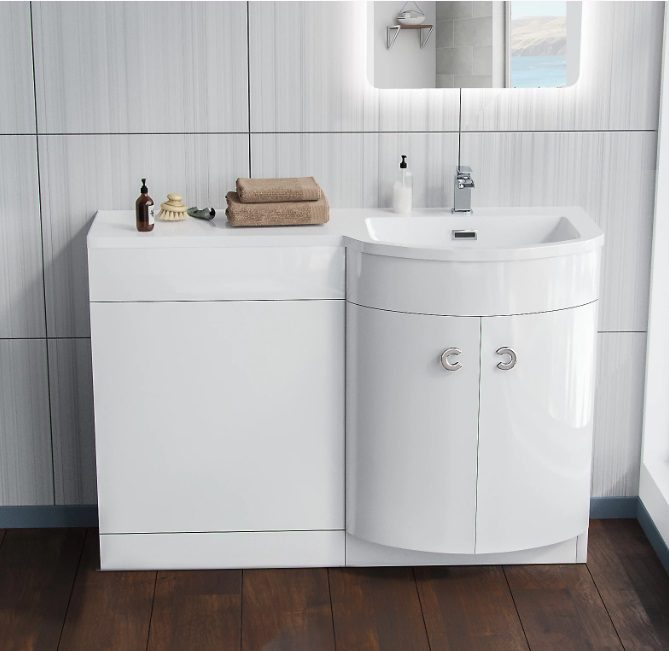 1100 Curved RH White Resin Basin