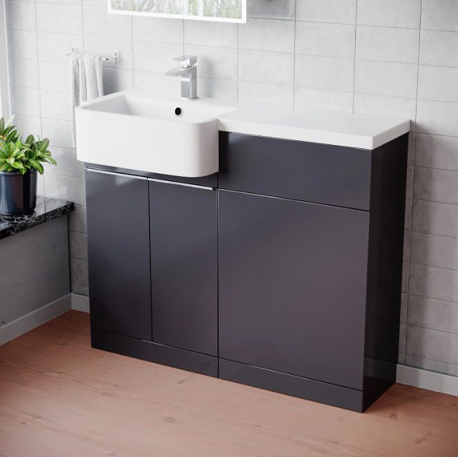 1000 LH Anthracite Freestanding Resin Basin