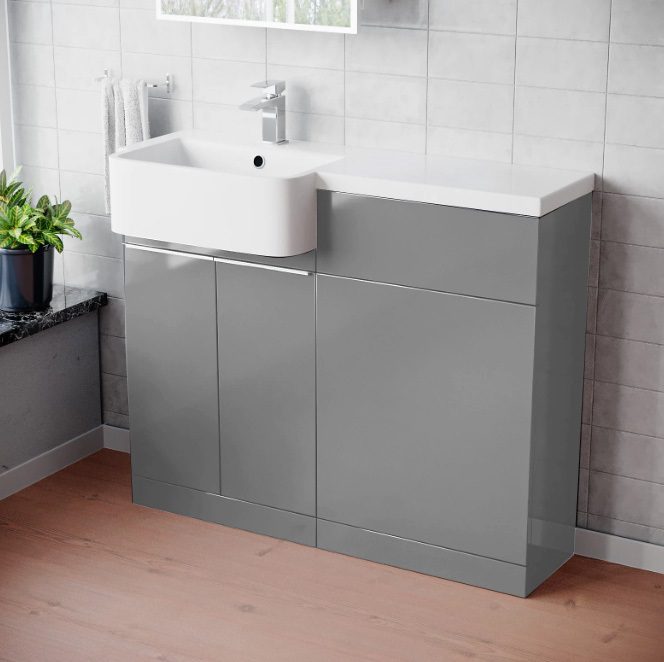 1000 LH Matt Grey Freestanding Resin Basin