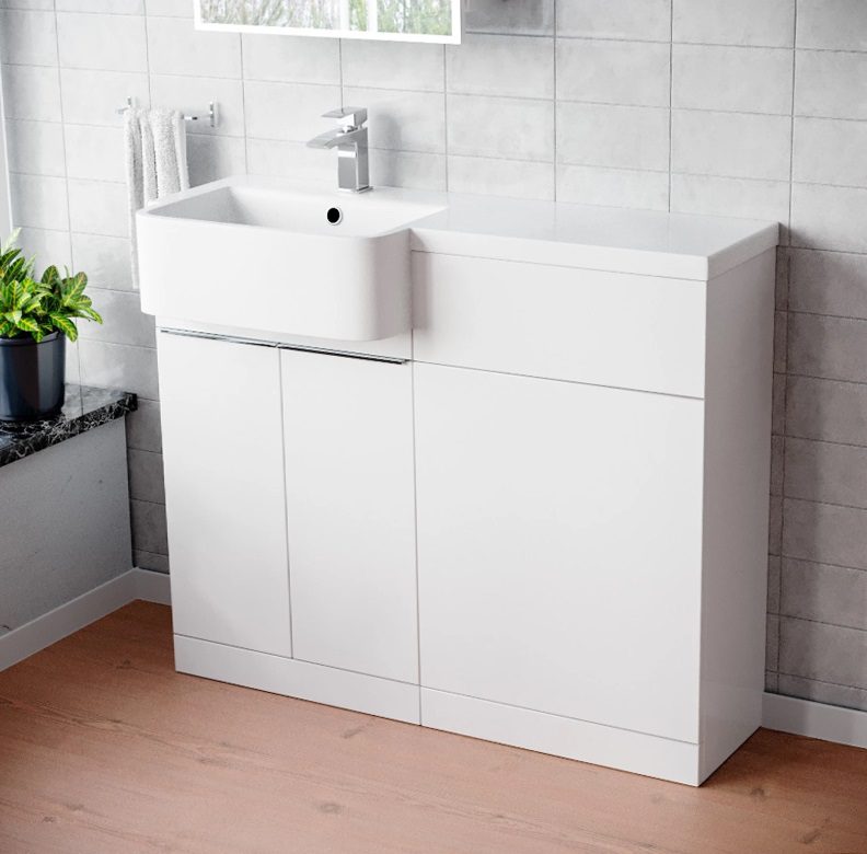 1000 LH White Freestanding Resin Basin