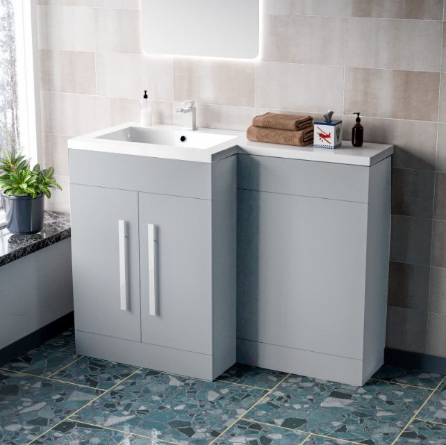 1100 LH Matt Grey Basin Combination Vanity Unit
