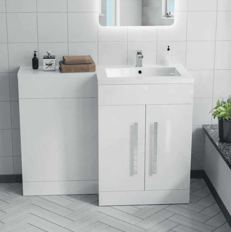 1100 RH White Basin Combination Vanity Unit