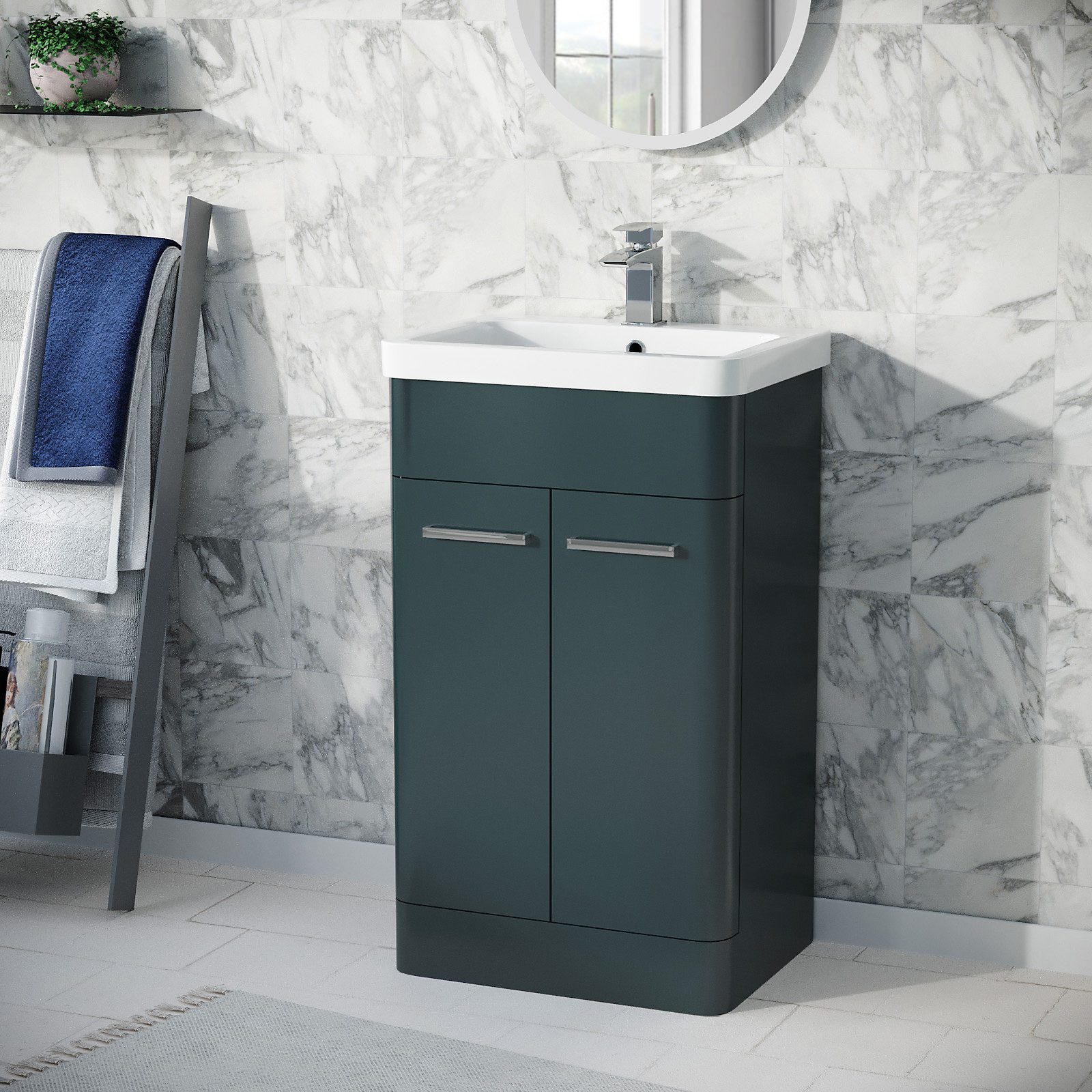 600mm Freestanding Vanity Unit Cabinet And Wash Basin Anthracite