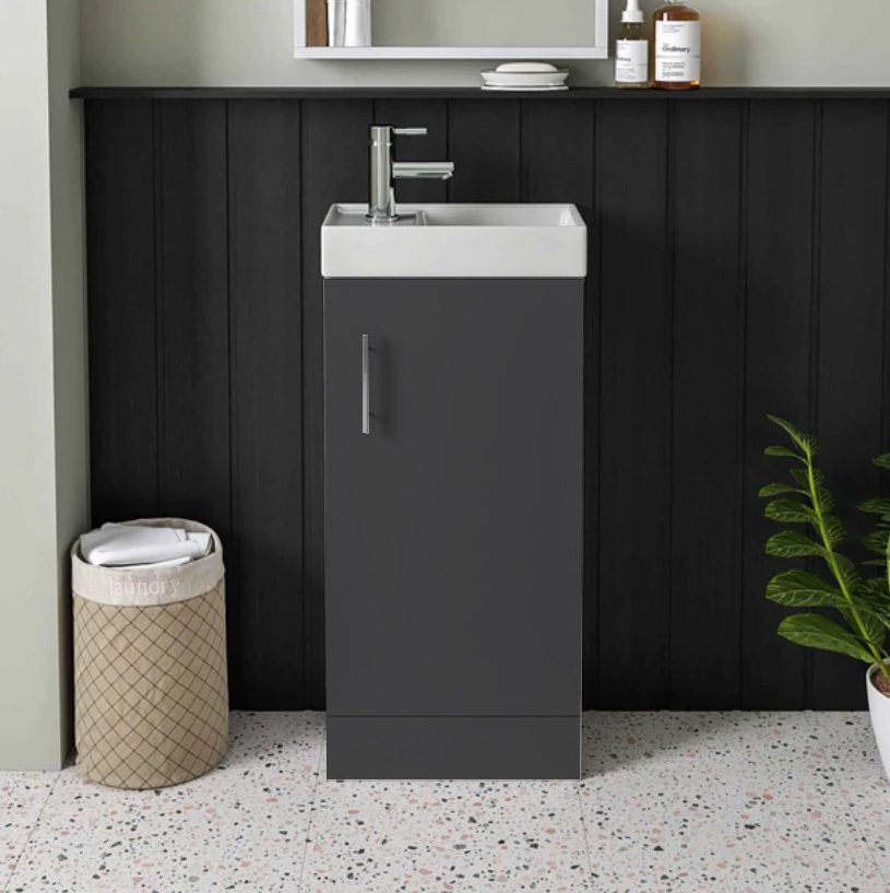400 Floor Standing Cloakroom Vanity Unit With Washbasin Anthracite