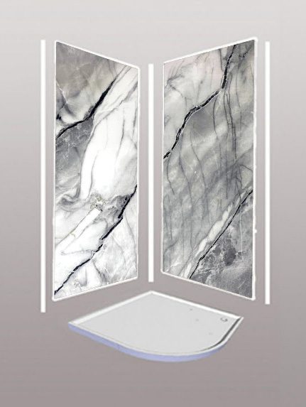 Cabana 3 Sided Cubicle Shower Panels Kit 1m x 2.4m x 10mm