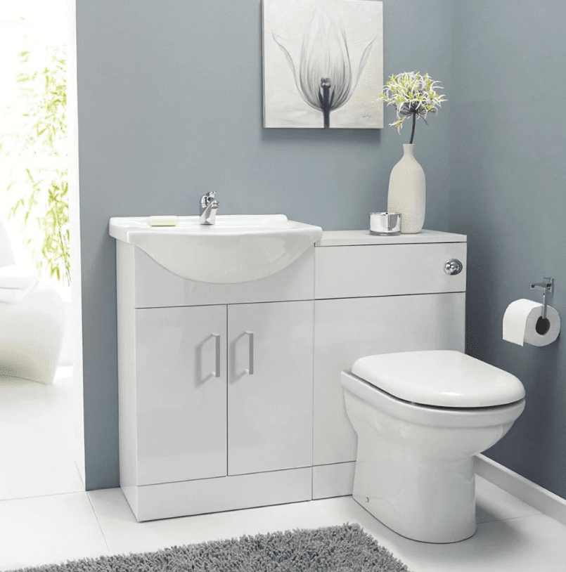 Saturn Gloss White Square Basin Cloakroom Furniture Pack