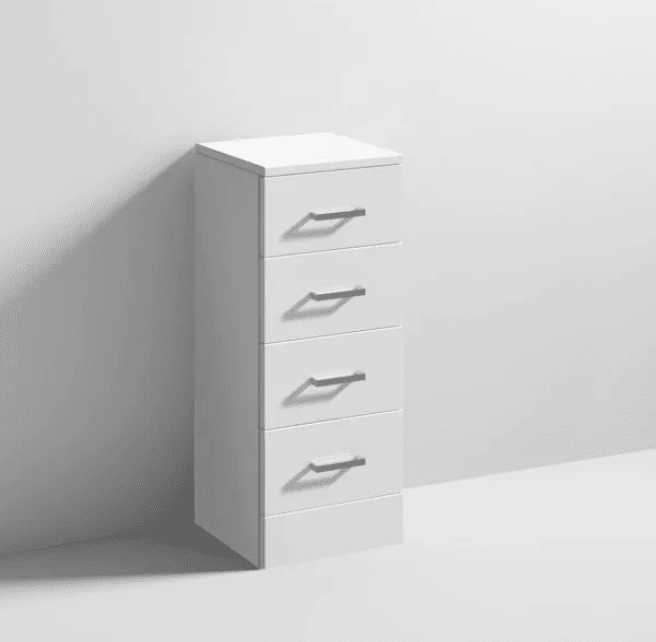 300mm High Gloss White 4 Drawer Unit