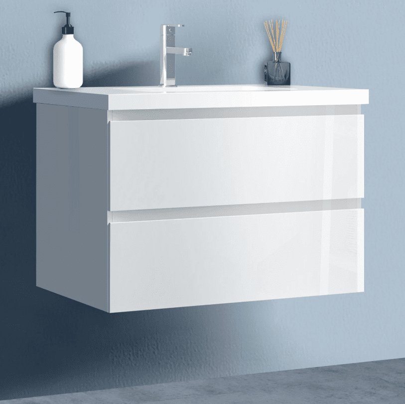 2 Drawer High Gloss White Basin Unit