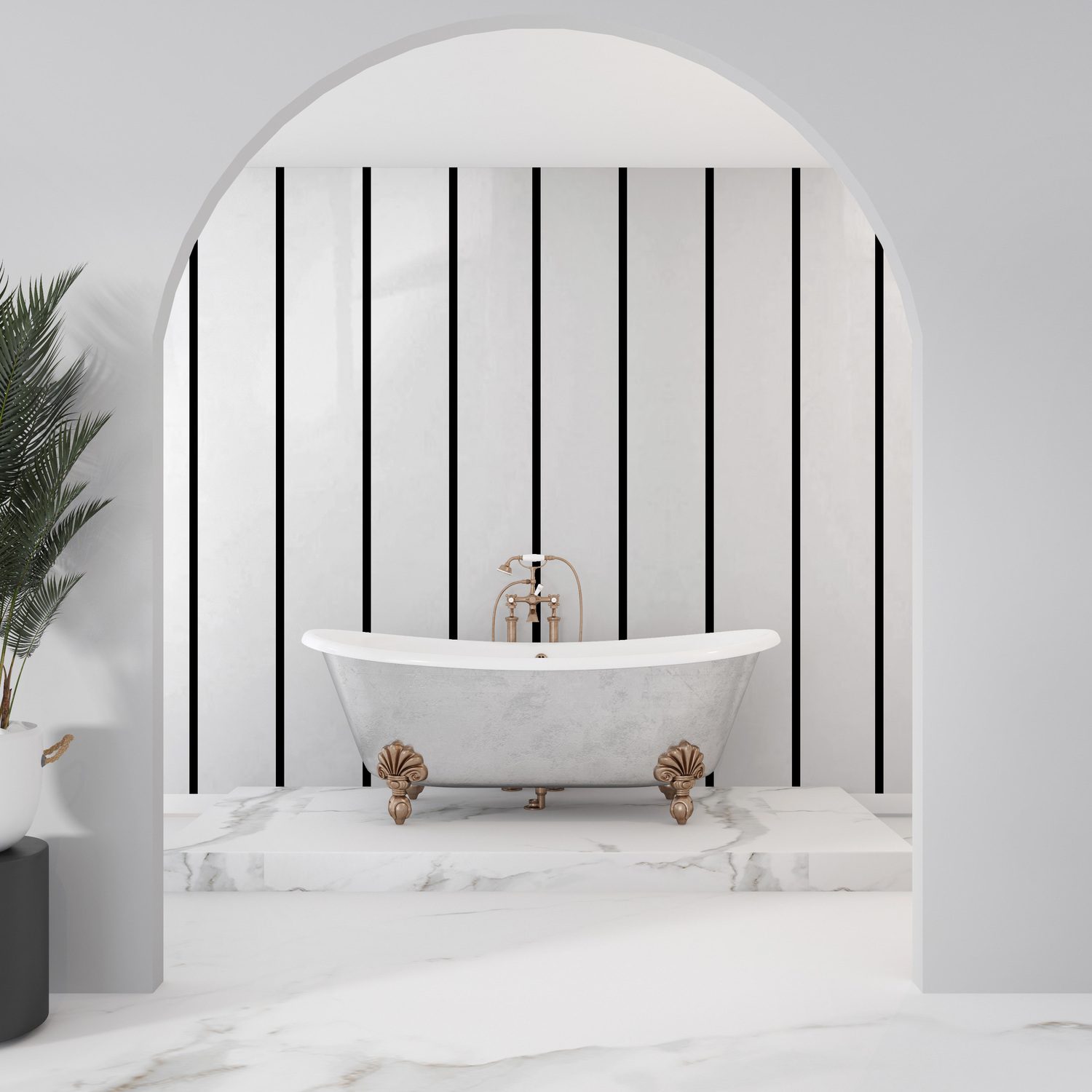 White Gloss Black Strip Shower Panels Kit 8mm x 2700mm x 250mm