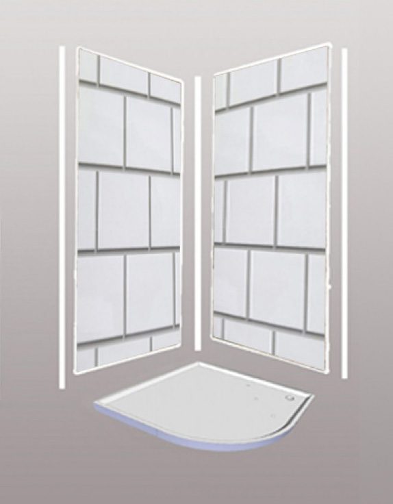 Metro Tile 2 Sided Cubicle Shower Panels Kit 1m x 2.4m x 10mm