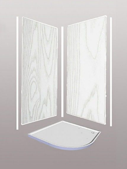 White Wood 2 Sided Cubicle Shower Panels Kit 5mm x 2700mm x 250mm