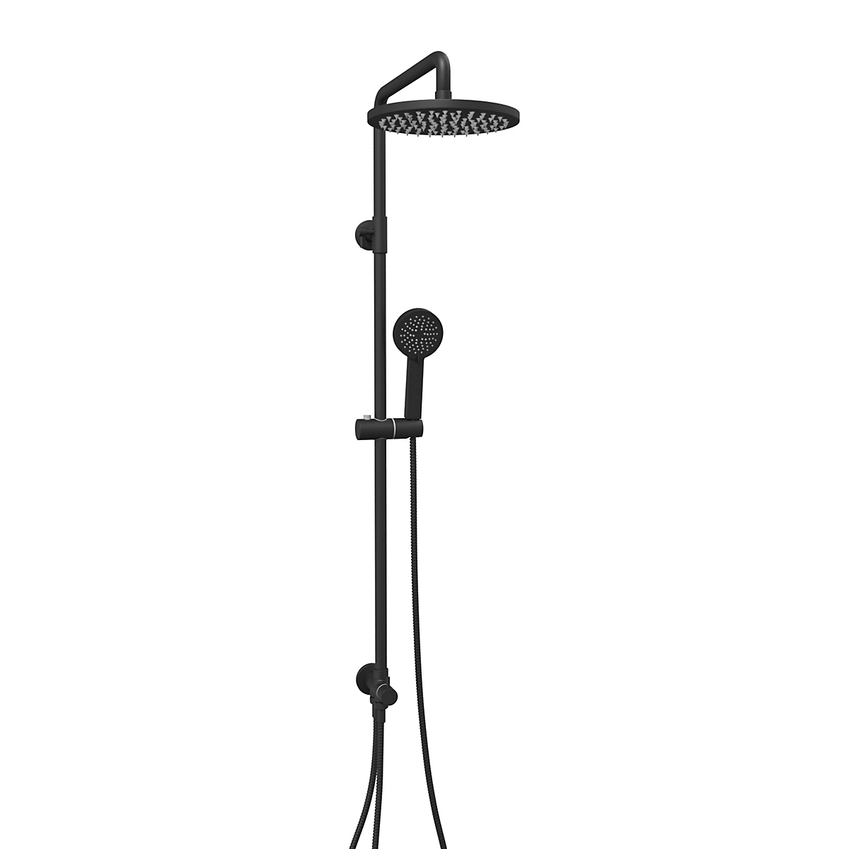 Round Rigid Riser Shower Matt Black