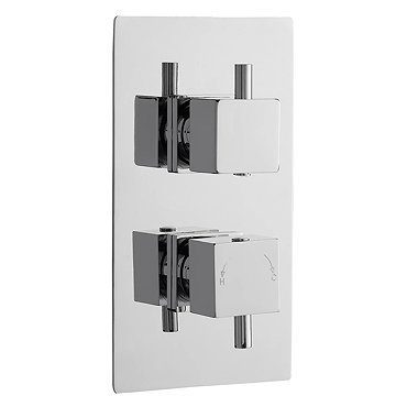 Minimalist Square Twin Concealed Thermostatic Valve with Diverter