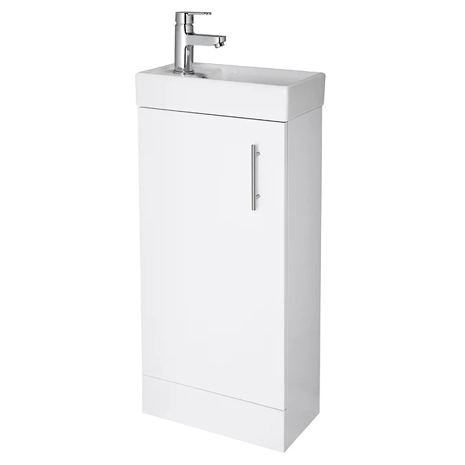 Minimalist Compact Floor Standing Basin Unit W400 x D222mm - Gloss White