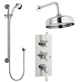 Nuie Edwardian Twin Concealed Thermostatic Shower Valve with 8" Apron Fixed Head