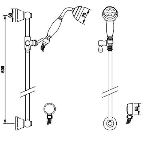 Edwardian Twin Concealed Thermostatic Shower Valve & Slider Rail Kit