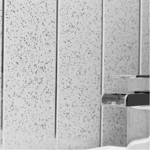 White Sparkle Silver 2 Strip 8mm x 250mm x 2700mm Thick Shower Wall Panels 8mm Wide