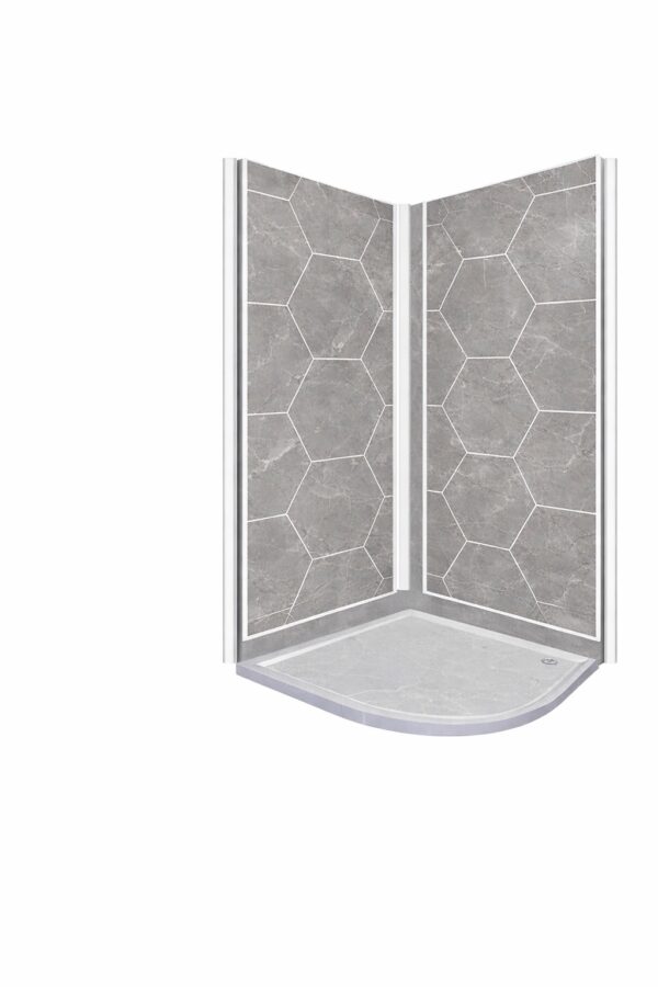Grout Line Lunar Stone Hexagon Tile 1m PVC 2-Sided Wall Panel Kit