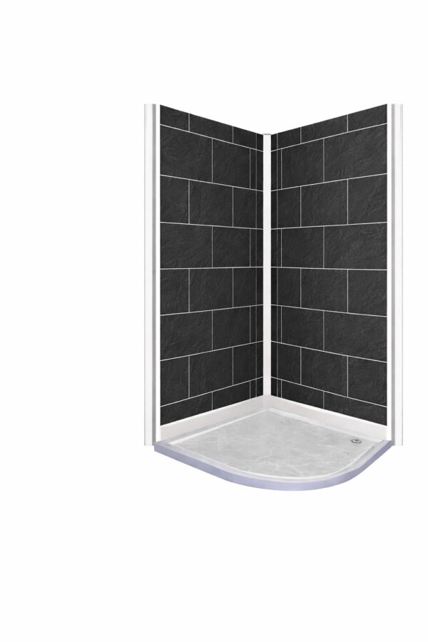 Grout Line Riven Slate Tile 1m PVC Shower Wall Panels – 3 Sided Kit