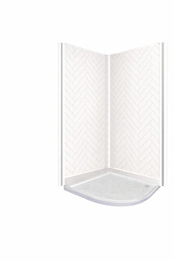 Grout Line White Herringbone 1m Wet Wall Panels – 2 Sided Kit